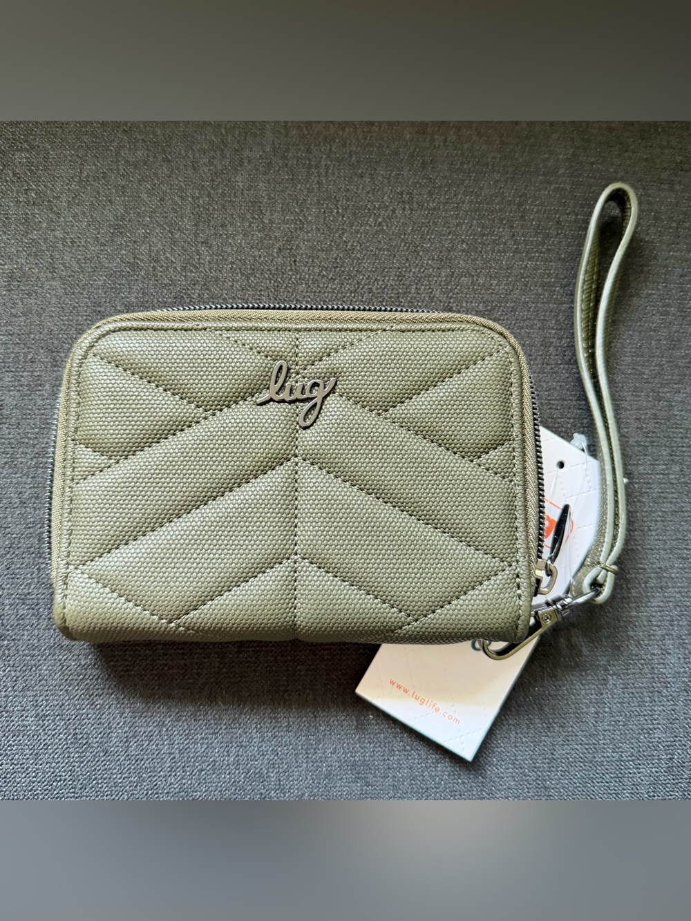 Lug Rodeo Matte Luxe VL (Vegan Leather) Wristlet Wallet Olive Green Wildflower